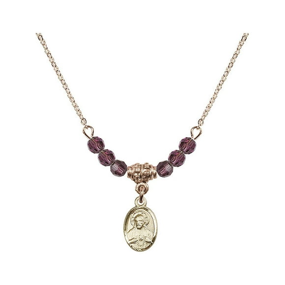 Bonyak Jewelry 18 Inch Rhodium Plated Necklace w/ 4mm Blue March Birth Month Stone Beads and Saint Catherine of Siena Charm Bonyak Jewelry 18 Inch Rhodium Plated Necklace w/ 4mm Blue March Birth Month Stone Beads and Saint Catherine of Siena Charm